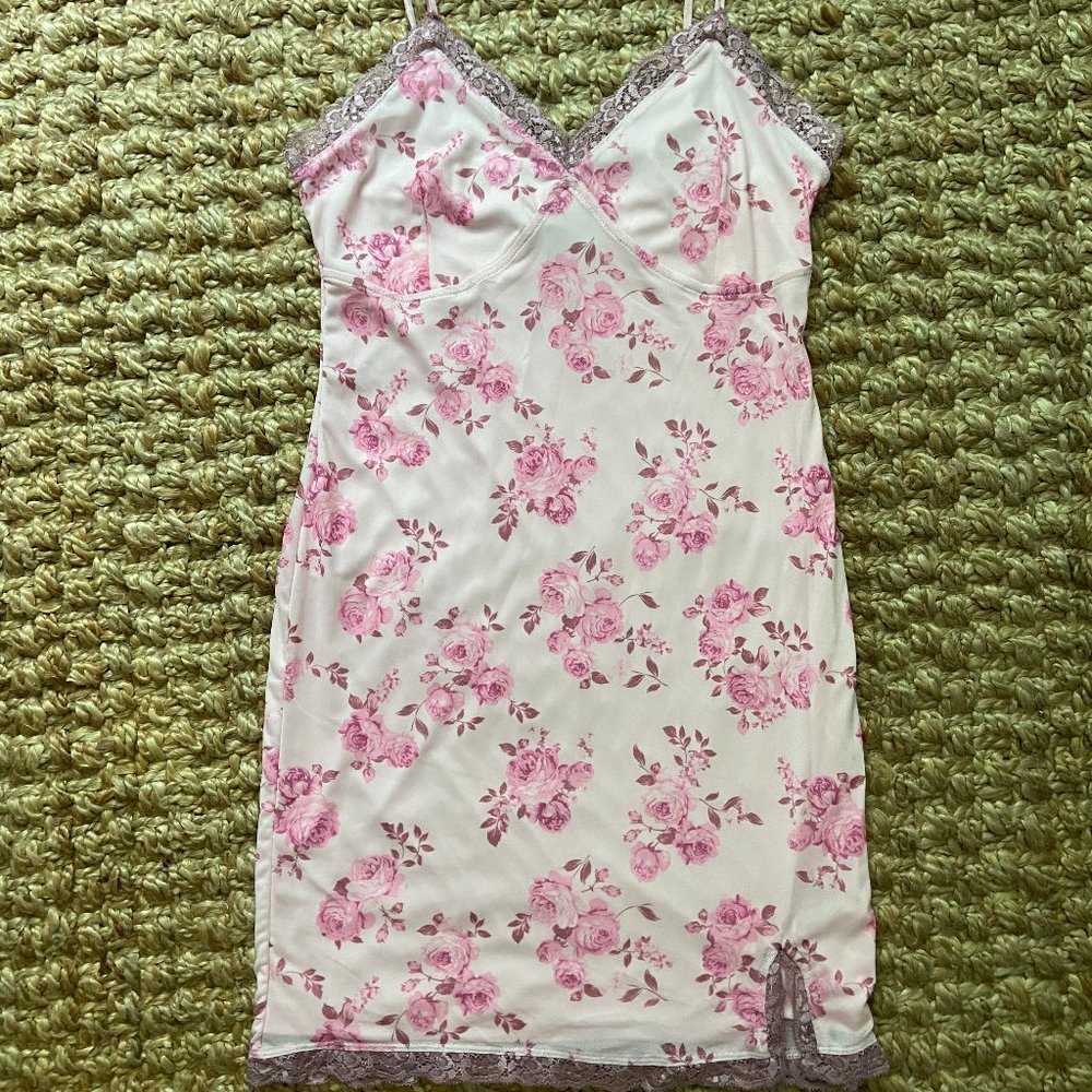 Wild Fable pink floral slip dress size M
